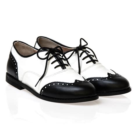 women's black and white brogues.